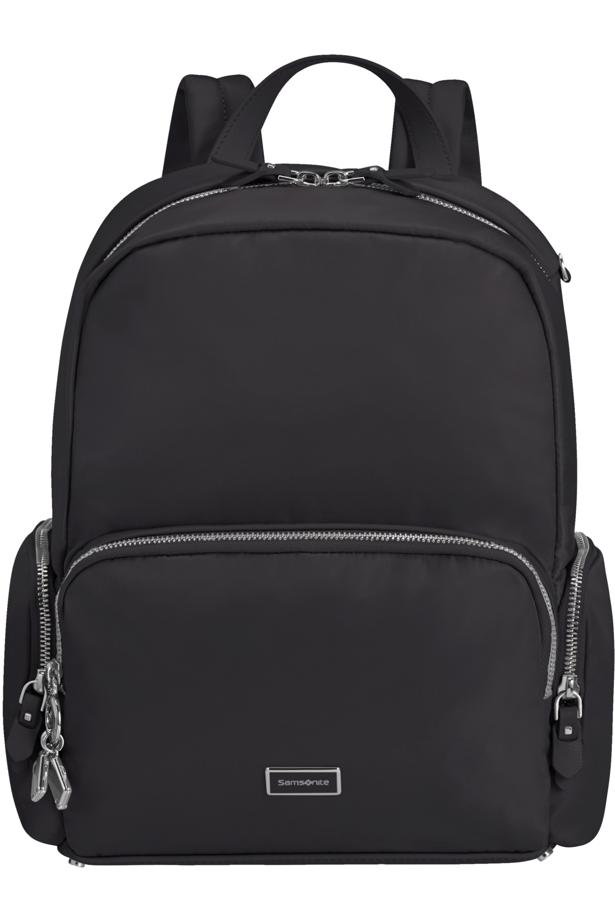 black backpack with pockets
