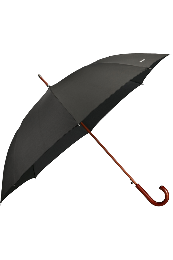 Parapluie Samsonite Wood Classic S | Pliant Automatique 3 Sections | Manche Bois Élégant | Diamètre 97 Cm | Noir Chic Et Solide